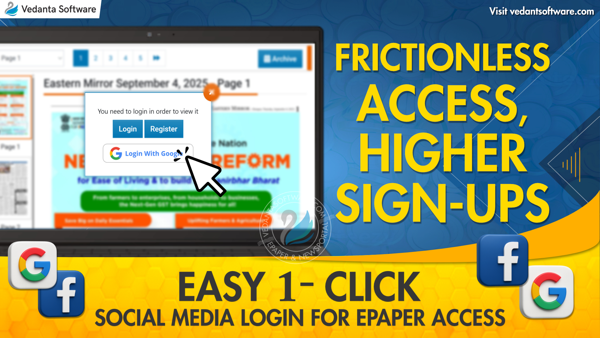 Social media login on your epaper site